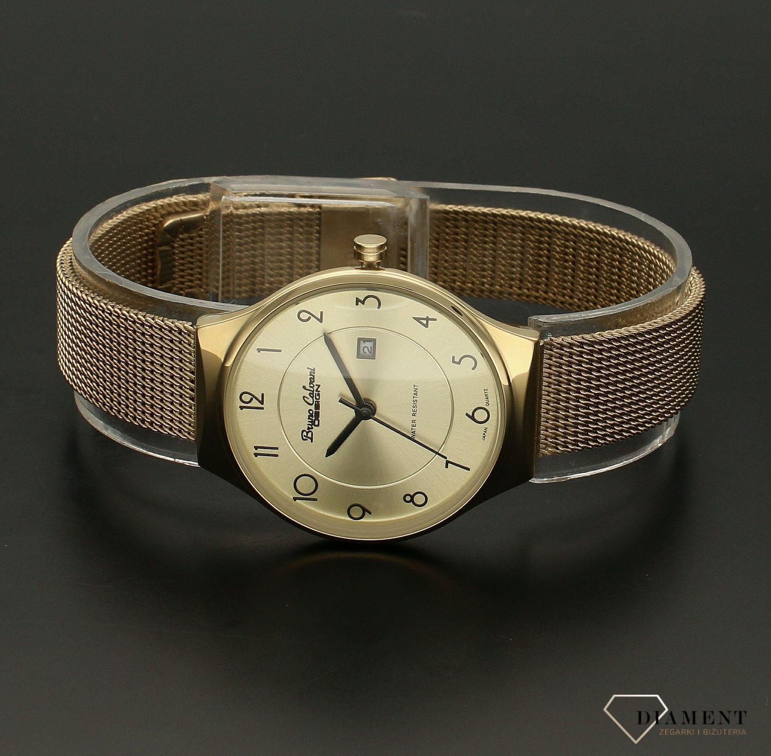 Zegarek damski na złotej bransolecie Bruno Calvani BC3125 GOLD. Mechanizm japoński mieści się w okrągłej, pozłacanej, wytrzymałej kopercie pokrytej złotem. Koperta wykonana z ALLOY’u, czyli bardzo popularnego stopu metali na (3).jpg